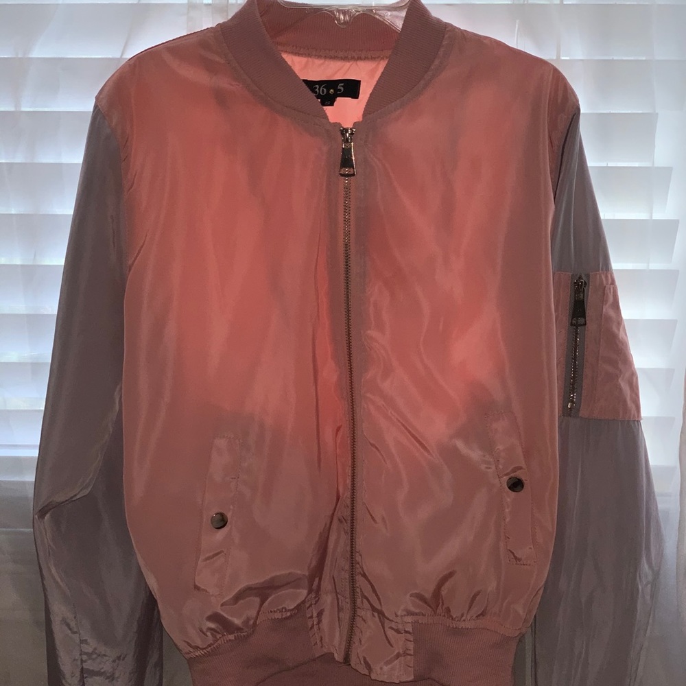 Bomber Jacket-Puffy-Pink and Gray
